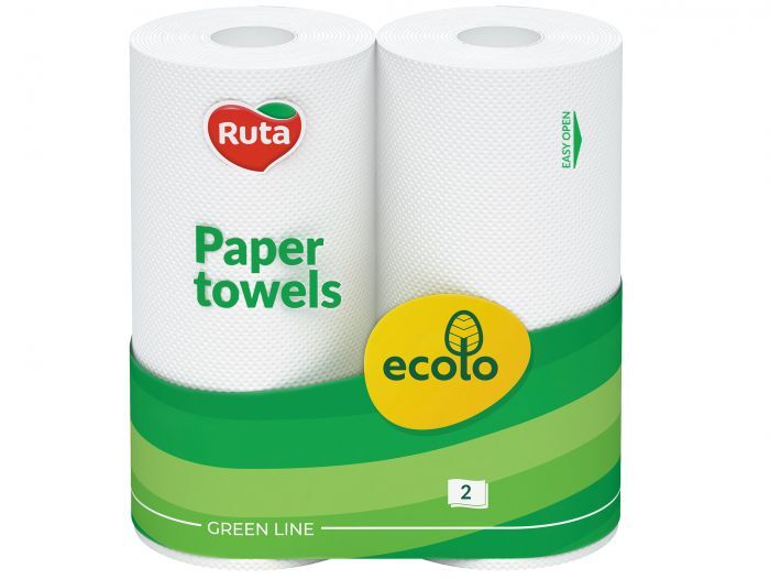 Паперові рушники Ecolo Білі 45 відривів, 2 шари 2 рулони